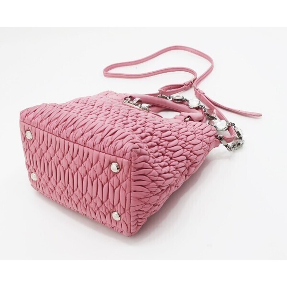 Miu Miu Nappa Crystal Shoulder Bag Pink - Picture 3 of 6